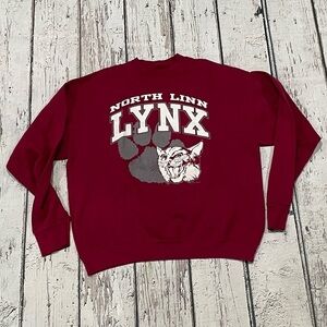 Vintage North Linn Lynx Cougars 1990s Crewneck Sports Jumper Sweatshirt